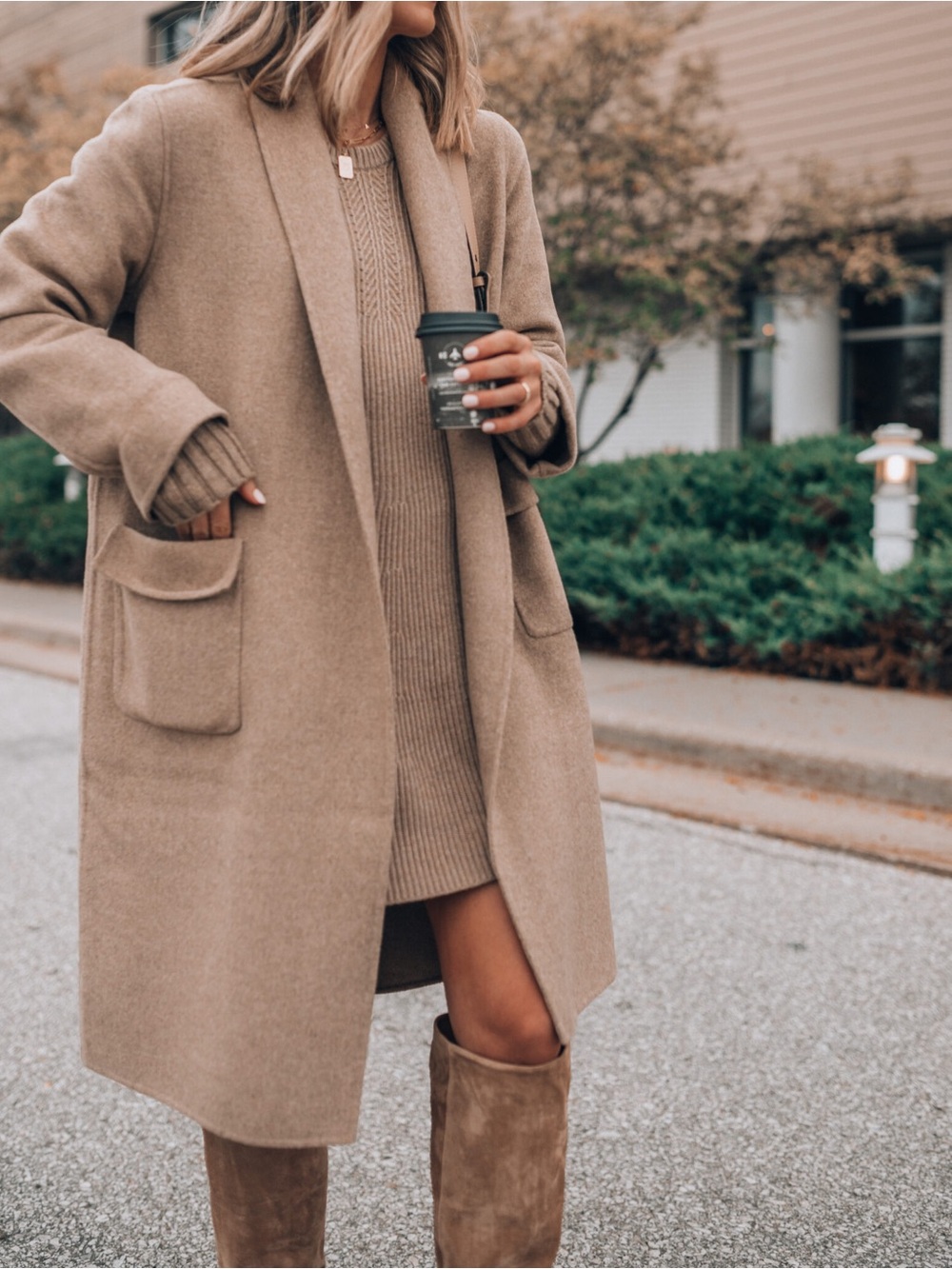 Splendid Neutral Taupe Open-Front Pea Coat